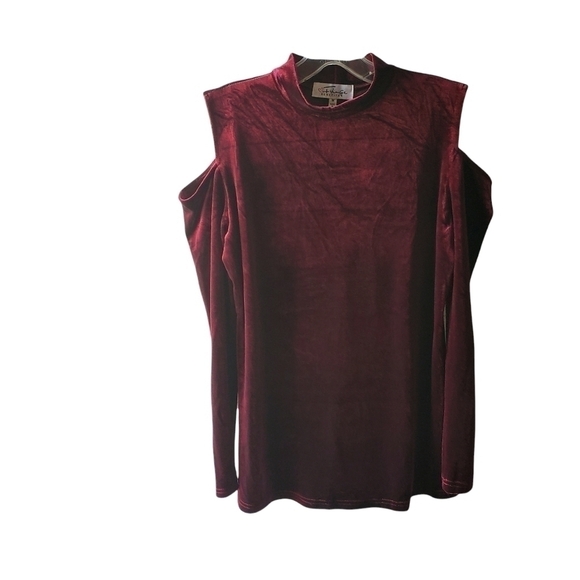 Fringe benefits blouse burgundy size M - Picture 2 of 5